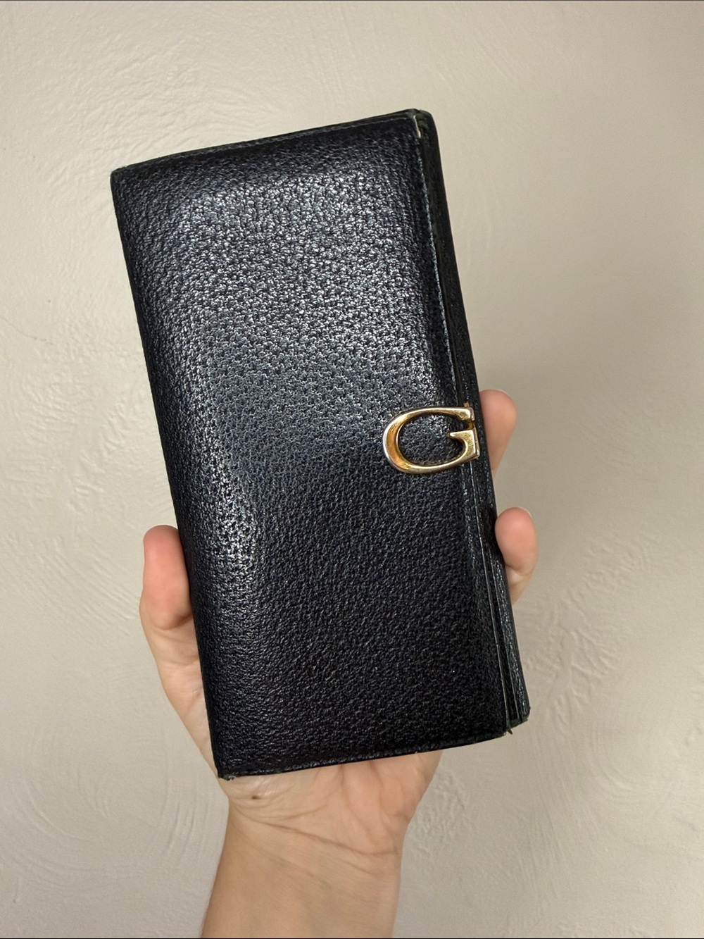 Vintage Gucci Black Leather Horsebit Long Wallet Made in Italy